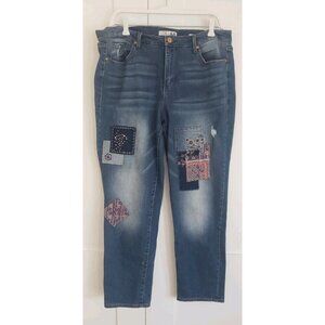 CODE BLEU GRACIE BESTIE JEAN APPLIQUE FRONT DENIM JEANS SZ 14